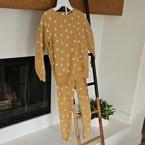 Kids Yellow Pajamas with White Star Pattern